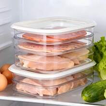 1/2/3/4 Layer Stackable Refrigerator Meat Preservation Boxes, Covered Meat/Bacon/Lunch Meat Storage Containers, Suitable For Steak, Meat, Cheese, Grains, Space-Saving Kitchen Fridge Organizer - Nhiều màu - Xem 3