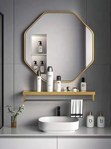 1pc Octagonal Acrylic Mirror, Wall-Mounted Home/Bathroom Soft Mirror, Asymmetrical Cloud-Shaped Mirror, No Drilling Required, Dressing Table Mirror