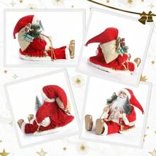 Hand Crafted Realistic Genial Santa Claus, 2025 Style Christmas Decoration, Red Sitting Pose, 18 Inch Statue - Đỏ - Xem 4