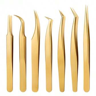 1/7Pcs Professional Eyelash Extension Tweezers Set Decor Anti-Static Dolphin Peacock Butterfly Lash Extension Precision Straight Curved Tweezers Cosmetic Makeup Tools