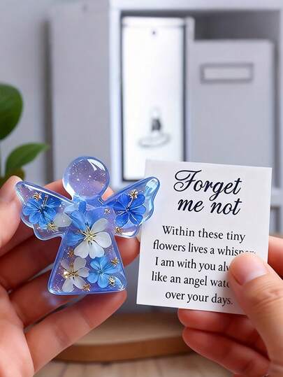 2sets 2D Flat Angel Wings Pocket Hug Angel Figurine Set, Includes Inspirational Card, Pocket Size, Decorative Art Piece,AIdeal For Home Decor And Holiday Parties. Can Be Used As A Condolence, Memorial Gift, Party Decor, Mother's Day Gift Forget-Me-Not Gift Present Decoration, Wedding Keepsake, Or Party Favor.