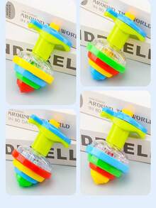 1/2/4pcs Interesting LED Flashing Music Spinning Top Toys, Glowing Rotating Spinner Toys, Lighting Up Music Spinning Toys, Lighting Toys, Dark Party Supplies, Birthday Gifts, Christmas Gifts (Some Accessory Colors Are Random, And There May Be Slight Measurement Errors Due To Manual Measurement) - Multicolor - View 8