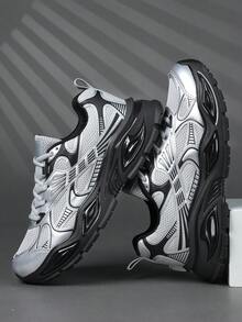 时尚休闲男鞋，经典时尚男士运动鞋系带跑步鞋，个性化男士运动鞋街头休闲鞋 - 灰色 - 查看 2