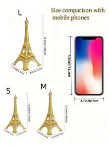 Eiffel Tower Model Metal Material Mini Replica Set Ornament Home Decoration Desktop Display Craft Gift Collectible Model European Style Study Decor Accessory - Bronze - View 6