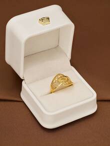 1pc Handcrafted Oval Sun Pattern Adjustable Ring, 24K Gold Plated, Suitable For Women, No Box Included - Ring Series 3 - View 7