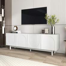 Modern White TV Unit Measuring 175 X 38 X 56 Cm, Adjustable Shelves, Low And Lightweight TV Unit In A Luxurious Style. - White - View 5