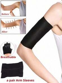Elastic Knitted Compression Arm Sleeves,Elbow Brace For Men Women UV Sun Protection Arm Trimmers,Daily Workout Fitness Yoga Sport Arm Bands - màu đen - Xem 1