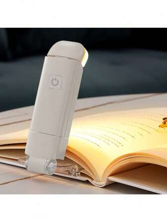 New USB Rechargeable Foldable Reading Light, Eye-Caring Reading Lamp, Suitable For Nighttime Reading, 3 Light Colors, 3 Adjustable Brightness Levels, White Housing, Book Clip, Portable And Easy To Store