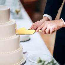 1/2pcs Stainless Steel Cake Cutting Set, Wedding Cake Knife, Gold Pastry Knife, Pizza Cutter, Baking Tool Set For Birthday Celebration, Party, Wedding, Home - Baking Tools