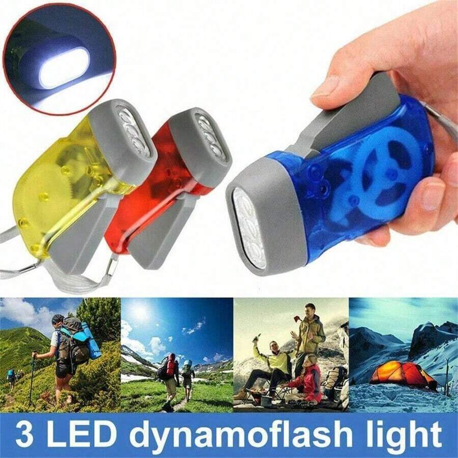 1pc Portable Hand Crank Rechargeable Flashlight With 3 High Brightness LED Lights, Suitable For Camping, Home And Emergency Survival, Multi-Level Brightness Adjustment, Sturdy Handle, LED Technology, High Brightness LED Flashlight, Ideal Choice For Outdoor Enthusiasts.