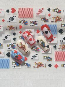 A Nail Sticker With Embossed Laser Technology, Featuring A Vintage Poker Card Pattern, Suitable For Personal DIY And Nail Salon Use Nails Nail Supplies - Multicolor - View 6