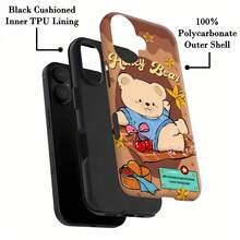 Funda para teléfono Honey Bear Cozy Vibes, compatible con teléfonos ,  17,  16 Pro Max,  15 Pro Max,  13 y  12. Fabricada en TPU, ofrece protección contra golpes y caídas. Perfecta para añadir un toque de calidez a tu colección y un regalo encantador para familiares, amigos, celebraciones navideñas y cumpleaños. - Blanco - Ver 5
