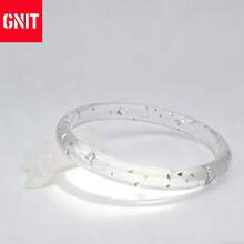 GNIT 3pcs/2pcs/1pc Transparent Resin Bracelet, Shiny Multi-Element Geometric Design, Retro Style, Resort Fashion Statement Bracelet, Transparent Chunky Chain Jewelry - Transparent Silver Dots - View 8