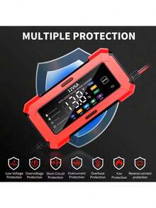 1个12V 6A智能液晶显示屏电池充电器，汽车电池充电器，适用于汽车、卡车、摩托车、割草机、船只等2-100Ah电池。具有电压检测、温度补偿、充满电自动停止功能，110V-240V~电源（欧规）。 - EU Plug - 查看 10