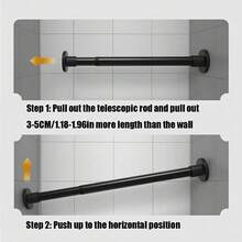 1pc No Drill Spring Loaded Tension Rod - Heavy Duty Gravity Support For Shower Curtain, Drying Rack, Curtain, Curtain Rod And Wardrobe