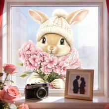 1/2 Piece Spring Rabbit Window Sticker, Romantic Valentine's Day And Easter Decal, Static Cling Vinyl Material, Double-Sided, Suitable For Living Room And Kitchen - Multicolor - View 7