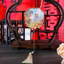 1PC Round Polygon Fan Type Bride Bouquet Flower Chinese Style Crystal Pearls Bridal Mini Fan Xiuhe Accessories - Multicolor - View 11