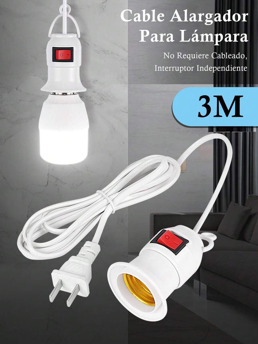 Extension Con Socket Para Foco, 3 Metros