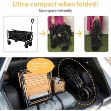 Lightweight Camping Cart Collapsible Portable Wagon Trolley 50L Capacity 75kg Load Outdoor Utility Wagon For Beach Garden Park And Travel Black 61x42x78cm - Black - View 5
