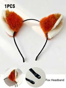 Animal Ear Headband, Fox And Bunny Set, Couple Cosplay, Party Costume, Kawaii Accessories, Photo Booth Props, Plush Ears, Matching Couple Outfit, Costume Party - Multicolor - View 5