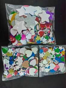 300pcs Colorful Glitter Foam Stickers, Self-Adhesive Stars, Mini Heart Shaped Glitter Stickers, Ideal For Kids Party Favors, Arts & Crafts, Suitable For DIY Crafts, Scrapbooking, DIY Cards, Envelopes And Home Decor (Random Colors And Styles) - Multicolor - View 8