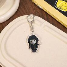 1个可爱猫咪表情包悲伤哭泣小猫头亚克力钥匙扣/包包挂饰/挂绳，非常适合送给男朋友、女朋友、家人，也可作为派对礼物、动物主题手机装饰等等。