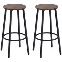 Homcom Bar Stool Set, 2 Stools With Footrest, Industrial Design, Metal Frame, Suitable For Dining Room, Weight Capacity Up To 120 Kg, Dimensions 42x42x65 Cm, Brown - Brown - View 1