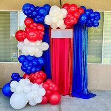 112pcs DIY Red White Blue Latex Balloon Arch, Suitable For Sports Events, Birthday Parties, Weddings, Anniversaries, Bridal Showers, Graduations, Christenings, Carnivals, Gifts, Gender Reveal Parties, Festivals, Hawaiian Photography, Mother's Day And More - Multicolor - View 1