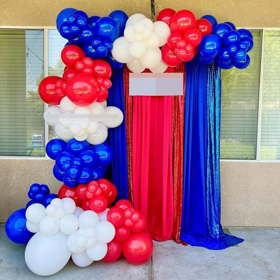 112pcs DIY Red White Blue Latex Balloon Arch, Suitable For Sports Events, Birthday Parties, Weddings, Anniversaries, Bridal Showers, Graduations, Christenings, Carnivals, Gifts, Gender Reveal Parties, Festivals, Hawaiian Photography, Mother's Day And More - Multicolor - View 1