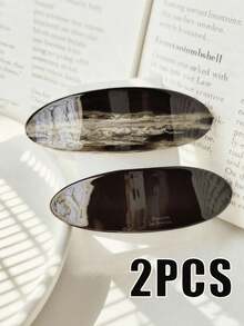 5pcs/3pcs/1pc Bestselling 10cm Oval Marble Acrylic Spring Hair Clips, Vintage Fashion Hair Accessories For Women & Girls, Head Accessories - Multicolor - View 15