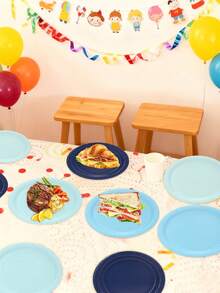 10 piezas/40 piezas/80 piezas Platos de papel azul degradado de 7 pulgadas y 9 pulgadas, platos desechables redondos para postre, platos para cena, platos de fiesta azul polvoriento para fiesta de océano, decoración de mesa de invierno, cumpleaños, boda, baby shower, vajilla de fiesta, suministros de picnic, uso diario familiar - Multicolor - Ver 6