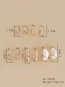 5 cặp/bộ Châu Âu và Châu Mỹ Đúng mốt Hợp kim Hình chữ C Kết cấu Và Mịn màng Bông tai stud Đối với phụ nữ , Qủa tặng Đối với Lễ hội Và Sử dụng hàng ngày - Hoa hồng vàng - Xem 10