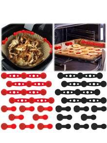 3pcs Air Fryer Magnetic Silicone Clips - Heat Resistant Up To 464°F (240°C), Non-Scratch Baking Paper Liner, Universal Fit For All Air Fryer Basket Edges, Easy To Clean Air Fryer Accessories - Multicolor - View 2