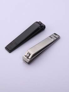 1pc Black & Silver Straight Nail Clipper, Nail Trimming Tool Suitable For Men And Women