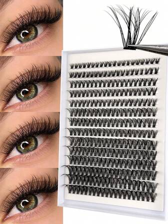 280 piezas de pestañas individuales rizado D, pestañas postizas de visón falso 40D con aspecto natural y esponjoso, extensiones de pestañas en racimos de 9-16 mm para maquillaje y suministros de pestañas postizas