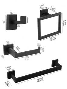 OBOVAY 1 pieza Accesorio de almacenamiento colgante de tubo cuadrado reforzado para baño, Toallero de acero inoxidable, Portarrollos de papel higiénico, Ganchos para baño, Toallero, Accesorios de baño, Herramientas de baño - Multicolor - Ver 8