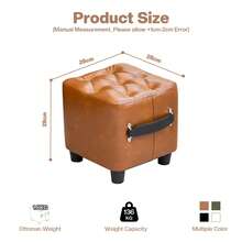 Kelyda Small Step Stool For Kids Adults, Oil-Wax Leather-Padded Waterproof Low Foot Stool Ottoman, 11 Inch Portable Foot Rest Sofa Side Stool And Shoe-Changing Stool For Living Room Bedroom Hallway Entrances,  As Home Decorative Furniture - 棕色 - 查看 2