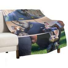 1 Piece &Lt; Zootopia &Gt;  Station Flannel Blanket - Jessy Hopps And Nick Wilde, Ultra Soft Heavyweight 280GSM All-Season Blanket/Sofa Cushion, Bed, Camping, Office Machine Washable Disney Fan Gift, Durable Decorative Blanket, Movie Enthusiast Must-Have, Home Decoration Accessories - 風格 - 查看 4