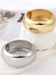 Brazalete de aleación electrolizada suave y de gran tamaño, de moda europea y americana - Blanco - Ver 3