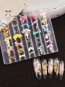 Long Silk Band Hand-Carved Bow, Mini Bow, Nail Carving Decoration Tool, Diy Nail Art Mold