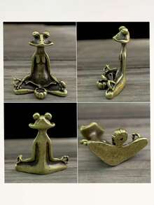 1/2pcs Exquisite Metal Kung Fu Frog Incense Holder, Meditation Frog Figurine With Lotus Leaf Base, Alloy Material, Suitable For Yoga, Meditation, Sleep And Rest, Perfect Desktop Decor, Meditation Accessory, Yoga Decor, Decorative Statue, Elegant Design, Durable Material, Desktop Ornament, Incense Burner, For Meditation Enthusiasts And Yoga Practitioners