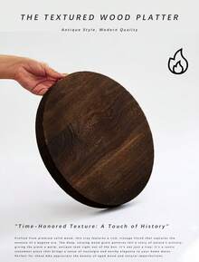 Round Tray Wood Serving Platter, Vintage 12/8 Inch Round Dessert Plate Multipurpose Candle Holder Tray Decorative Tray For Farmhouse Table Centerpiece Christmas Home Decor (Coffee) - màu đen - Xem 5