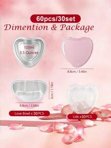 30Pcs Heart Shaped Cake Pans With Lids, Mini Pink Aluminum Foil Baking Tins 3.4 Oz, Disposable Cupcake Containers For Valentine's Day, Mother's Day, Wedding, Party - Multicolor - View 14