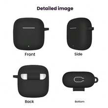 مجموعة حافظة سماعة بلوتوث مناسبة ل- Freebuds SE2، تشمل 1 حافظة سماعة من السيليكون، 1 سلسلة من السيليكون، 1 فرشاة تنظيف، 1 خطاف، تحمي حافظة السماعة بفعالية، تجمع بين الحماية والتنظيف ومنع الفقدان - الأسود - مشاهدة 5