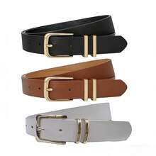 3条装纯色休闲PU皮女士腰带，百搭连衣裙、T恤、牛仔裤、西装，适合日常办公通勤穿搭。