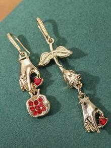 1 Pair Unique Hand With Faux Pearl Dangle Earrings For Women Female Accessory Daily Wear Statement Jewelry - Earring - View 7