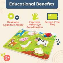 EstiloTendenciaB.Toys- Peek & Explore - Animales De Granja- Rompecabezas De Madera - Juguete Para NiñOs - Rompecabezas De Animales De Granja - Vaca, Oveja, Cerdo Y MáS - 2 AñOs +Calidad PremiumVersióN Mejorada - Formas y Emociones - Ver 12