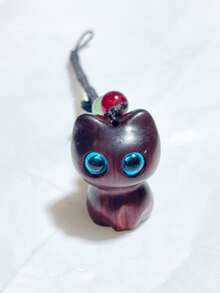 猫形幸运饰品，手工檀香木钥匙扣，猫形钥匙圈，木质汽车钥匙扣，包包挂件，钥匙链，汽车钥匙扣，手机挂绳，手工编织手机链，幸运钱包挂件，送给朋友、家人、派对礼品、活动纪念品、蘑菇爱好者和圣诞节的绝佳礼物 - 彩色 - 查看 14