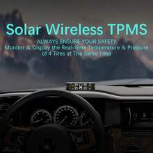 Cảm biến TPMS (Hệ thống giám sát áp suất lốp xe) Năng lượng mặt trời/USB Màn hình LCD kỹ thuật số không dây Phụ kiện ô tô địa hình 4x4 Đa năng, Phụ kiện ô tô - màu đen - Xem 3