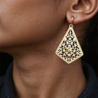 1 Pair Elegant Moroccan Hollow Floral Pattern Earrings, Suitable For Sahara New Year, Banquet, Traditional Wedding, Festival